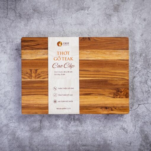 Thớt gỗ Teak chữ nhật ghép ngang